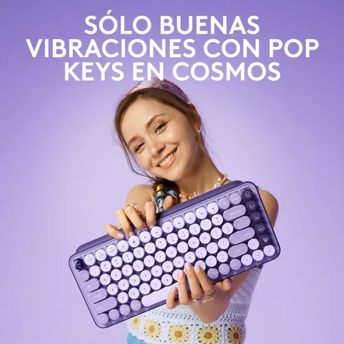 Logitech POP Keys Teclado inalámbrico mecánico con teclas de emojis  personalizables, diseño compacto duradero, conectividad Bluetooth o USB
