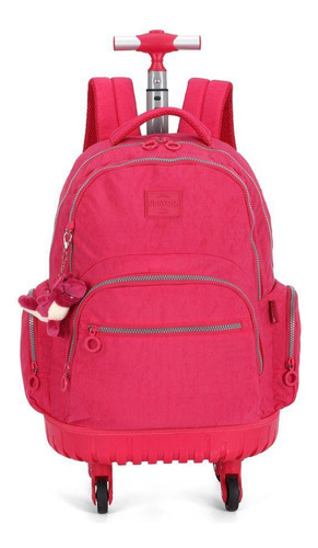 Mochila De Carrinho 4 Rodas Laptop Up4you Rosa Pink