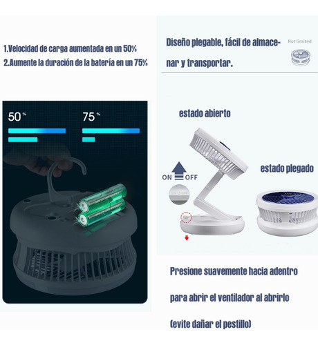 Li Ventilador Portátil Recargable Fan Con Luz Pequeño