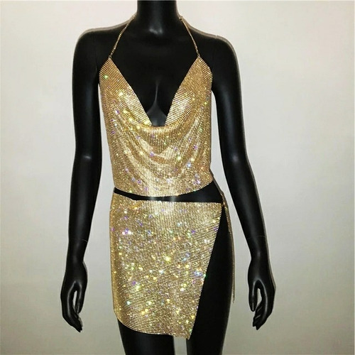 Imagem 1 de 2 de Blusa Cropped Tecido Metálico