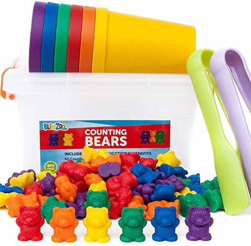 Bleuzoo Rainbow Counting Bears + Activity Ebook | Montessori