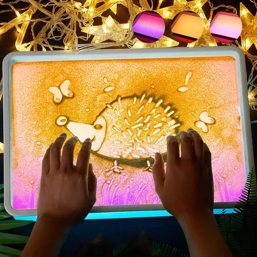 Caja De Luz Para Pintura De Arena – 4 Colores De Arena Natural, Juego Creativo Y Relajante Para Niños