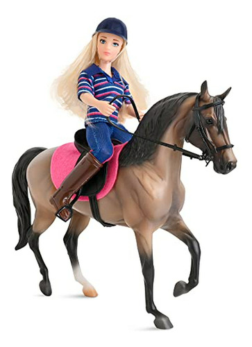 Set De Muñeca Con Caballo Y Jinete A Escala 1:12  Breyer Fre