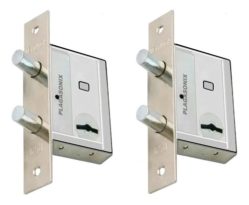 Imagen 6 de 10 de Kit 2 Cerrojo Embutir Doble Paleta Hermanados Premium (dos)