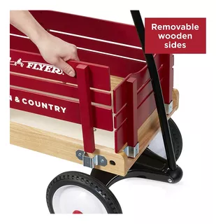 Vagón Del País Y Pueblo Radio Flyer, Madera Roja