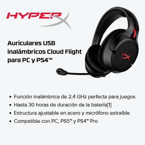 Diadema Gamer Inalámbrica Hyperx Cloud Flight, Pc, Ps5 / Ps4
