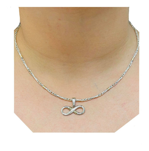 Conjunto Cadena - Dije Infinito Plata Y Oro Ideal Mujer Mama