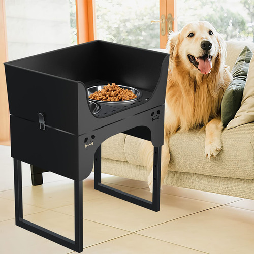Soporte Elevado De Acero Inoxidable Ajustable Con 2 Cuencos