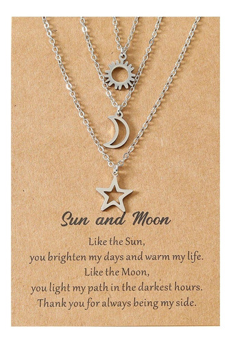 Collares De Tarjetas De Amigos Con Sol, Luna Collar Sencillo