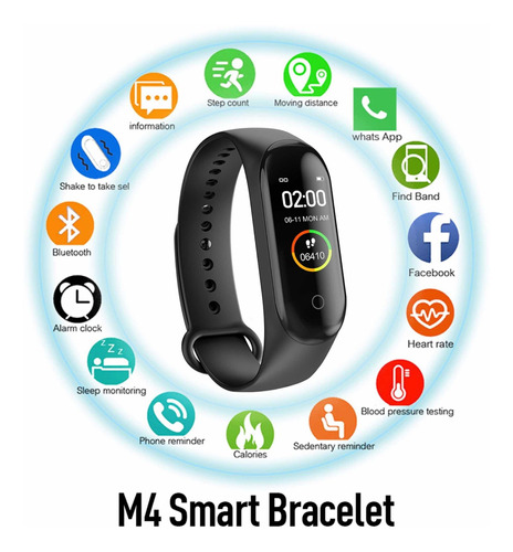 Reloj Manilla Pulsera Inteligente M4  Podómetro, Calorias