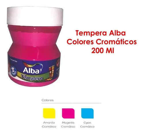 Tempera Alba Colores Cromáticos Pote 200ml Magenta