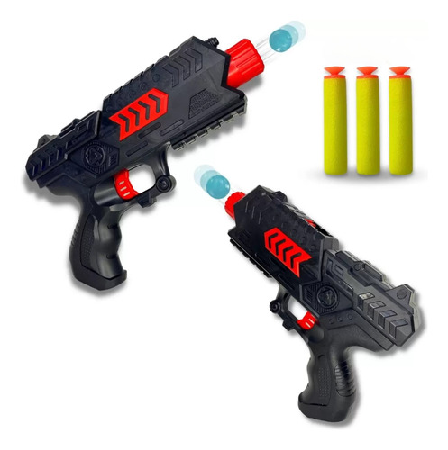 Brinquedo Pistola Dardos 3x1 Lança Bolinhas Com Laser