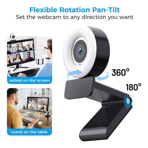 Cámara Web De Streaming 2k Fhd Ring Light Usb Plug And Play