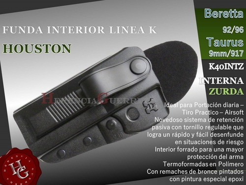 Imagen 2 de 7 de Pistolera Funda Houston Int Zurda Beretta 92/96 Taurus 9mm