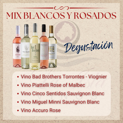 Imagen 3 de 10 de Vinos Caja Degustación Blancos Y Rosados Mix --