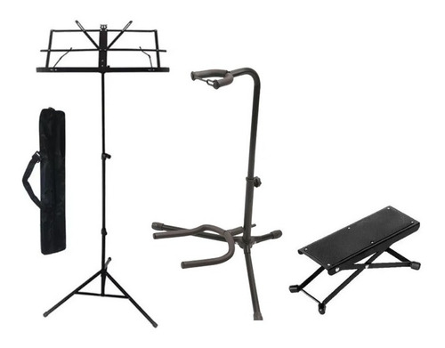 Kit Estante Partitura Com Bag+ Suporte Chão+ Apoio De Pé