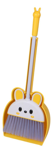 Mini Vassoura Com Pá De Lixo Para Crianças, Amarelo