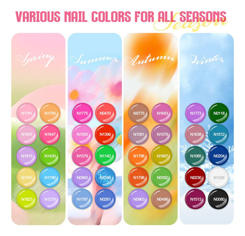 Kit De 60 Esmaltes De Uñas En Gel 55 Colores Con Capa Base M