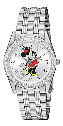 Reloj Glitz De Aleacion De Plata Para Mujer De Disney Minnie