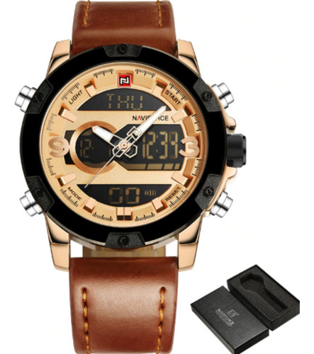 Relógio Masculino Luxo Naviforce 9097 Original Couro + Caixa