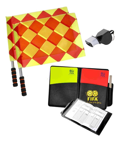 Pack Arbitro Banderines Tarjetas Rojas Amarillas Silbato