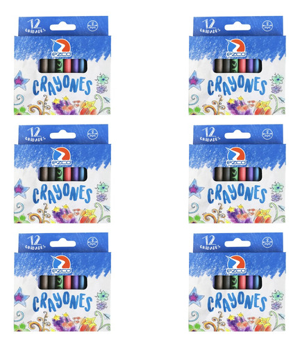 Crayones Cera X 12 Unidades Pack X 6 Cajitas Mayorista