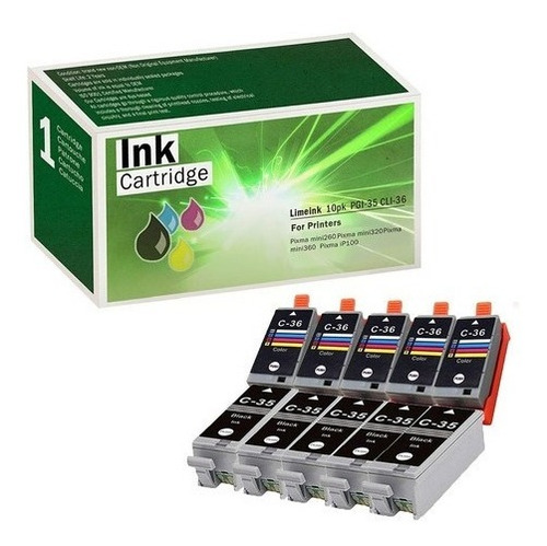 Cartuchos Tinta Limeink Pixma Pgi-35 Cli-36 -5 Negro 5 Color