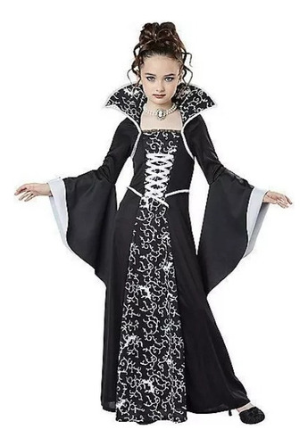 Vestido Cuello Alto Bruja Medieval Niñas Disfraces Halloween