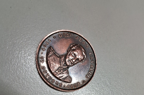 Medalla Coleccionable General Juan Lavalle De Cobre. (Usado)