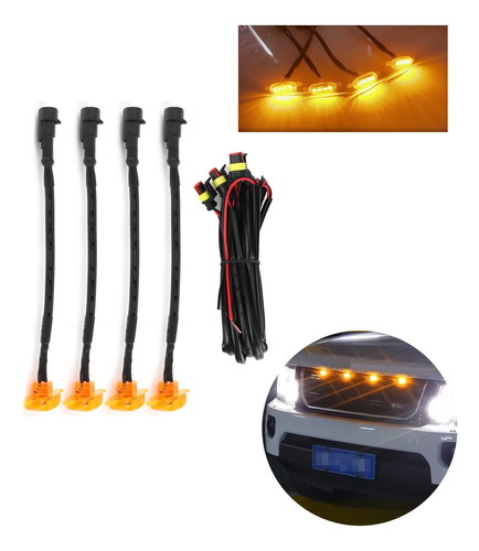 Kit 4 Luces De Parrilla Led Unversal Automotriz Con Cable