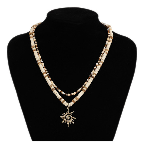 Juego De 2 Collares De Perlas De Madera De Cáscara De Coco C
