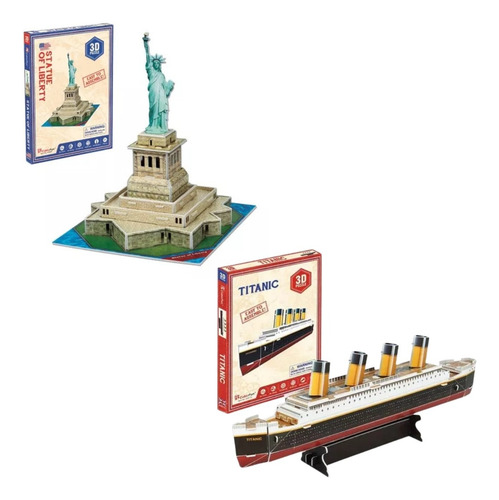 Combo 2 Puzzle 3d Barco Titanic Con Estatua Libertad N. York