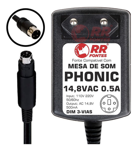 Fonte Carregador Mesa Phonic Am440 440d Am440d Usb-k Am532