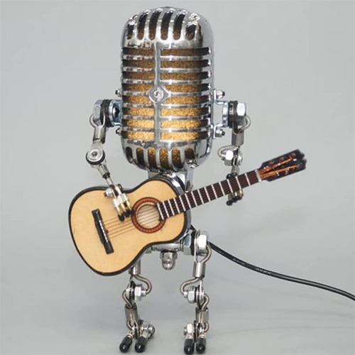 Lampara Escritorio Robot Microfono Vintage Estilo Retro Luz