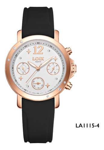 Reloj Mujer Loix®  La1115-4 Negro Con Oro Rosa