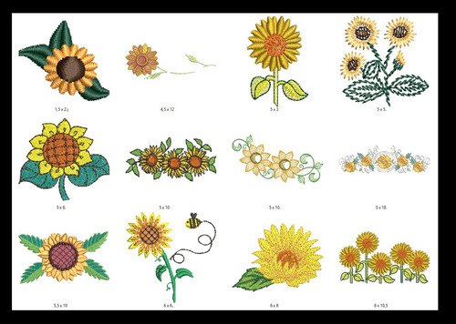 65 Diseños De Matrices P/ Maquinas De Bordar Girasoles