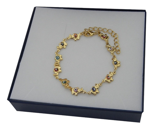 Pulsera Elefante Ojo Turco Suerte Protección Nice Multicolor