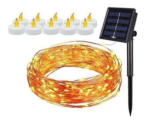 11pack Solar De 100 Led Cadena Luz Con 10 Piezas Led Velas .