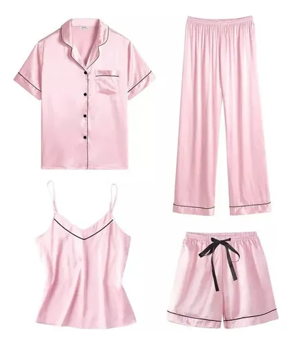 Nuevo Conjunto Pijama Y Pijama Seda Para Mujer, Ropa Dorm