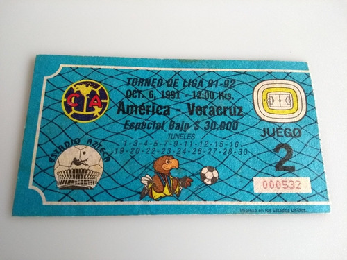 Antiguo Boleto América Vs Veracruz En Estadio Azteca Colecci (Usado)