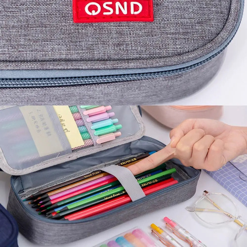 Estojo Escolar Organizador Com Divisórias Grande Necessaire Cor Azul-marinho