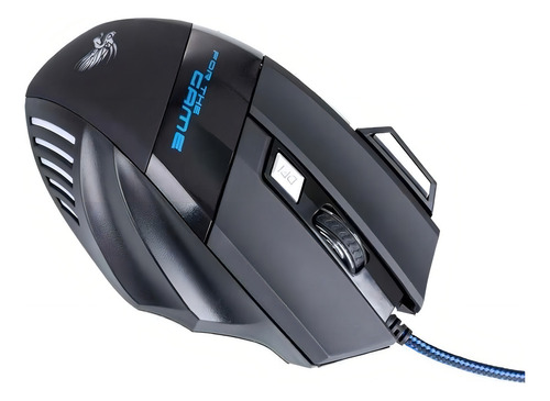 Mouse ergonômico Gaming Gamer Optical Wired USB LED 7 botões 5500 Dpi Scroll Wheel Color Techno Black