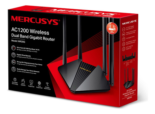 Router Wifi Doble Banda Gigabit Ac1200 Mercusys Mr30g 4anten