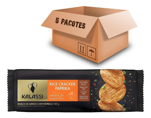 Snack Kalassi Rice Crackers Paprika 100g (5 Pacotes)