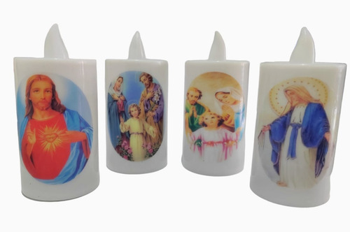 4 Velas Cirio Veladora Con Luz Led Efecto Llama