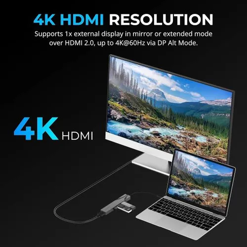 Hub Usb-c Sabrent Multipuerto Con Fuente Y 3 Puertos