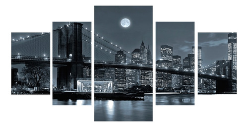 Cuadros Tripticos Modernos 110x55 Brooklyn New York  