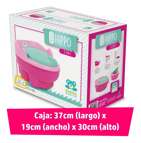 Pelela Hippo Infantil 3 En 1 Adaptador Y Escalon Kuma