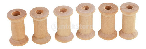 6 X 100 Uds Bobinas De Costura De Madera VacĂas Carrete De