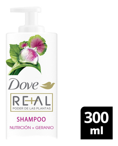 Shampoo Dove Real Poder Plantas Nutricion Geranio X 300 Ml